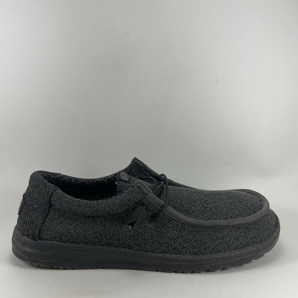 Hey Dude Wally Sox Wide Slip On Shoes Mens Size 14 E Micro Total Black Comfort
